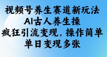 视频号养生赛道新玩法，AI古人养生操，疯狂引流变现，操作简单，单日变现多张-搞钱利器