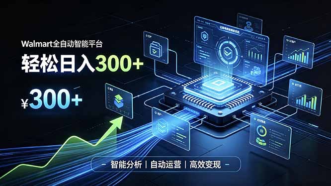 Walmart全自动智能平台，轻松日入300+一站式跨境智能运营工具。无需复杂实操-搞钱利器