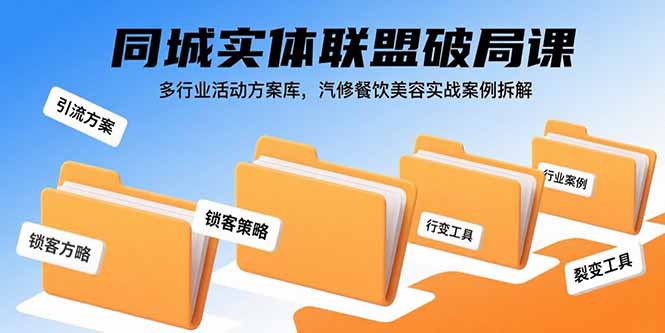 同城实体联盟破局课，多行业活动方案库，汽修餐饮美容实战案例拆解-搞钱利器