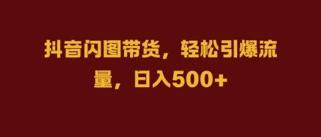 抖音闪图带货，轻松引爆流量，日入几张【揭秘】-搞钱利器