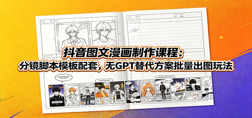 抖音图文漫画制作课程：分镜脚本模板配套，无GPT替代方案批量出图玩法-搞钱利器