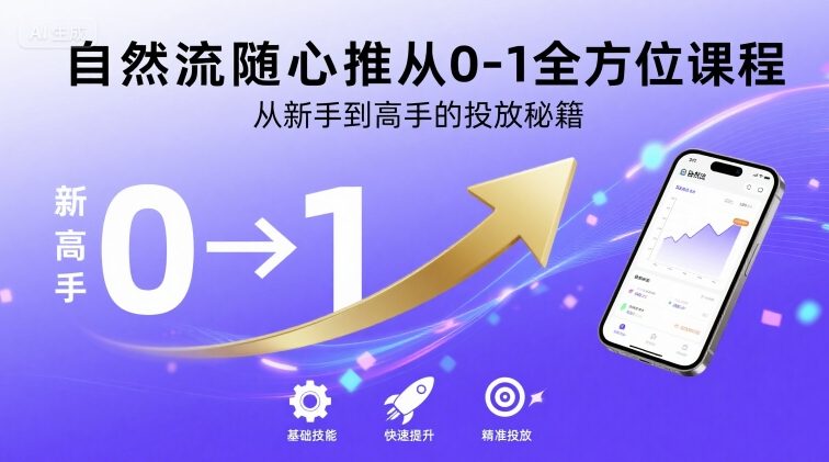 自然流随心推从0-1全方位课程，从新手到高手的投放秘籍-搞钱利器