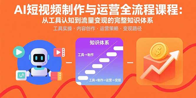 AI短视频制作与运营全流程课程：从工具认知到流量变现的完整知识体系-搞钱利器