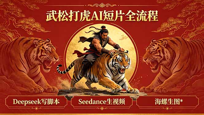 武松打虎AI短片全流程：Deepseek写脚本+Seedance生视频+海螺生图-搞钱利器
