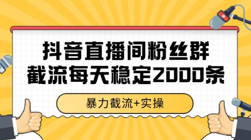 抖音直播间粉丝群暴力截流，一台电脑每天稳定2000条数据【揭秘】-搞钱利器