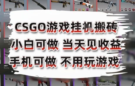CSGO游戏挂G搬砖，小白纯手机即可操作，不用电脑打游戏，日入3张+，副业网创项目【揭秘】-搞钱利器
