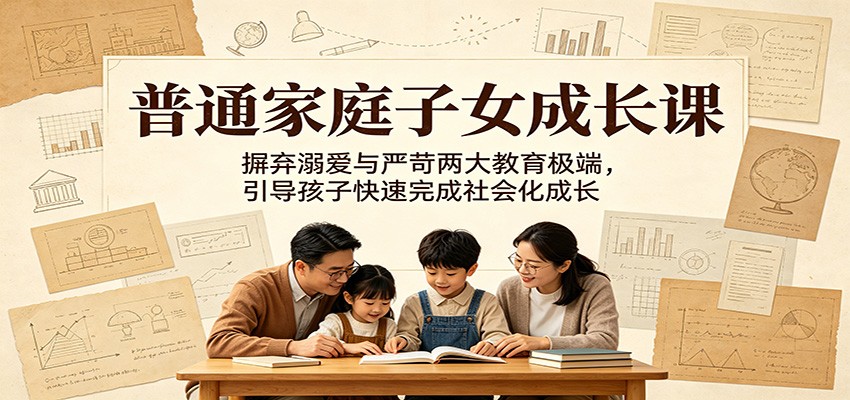 普通家庭子女成长课：摒弃溺爱与严苛两大教育极端，引导孩子快速完成社会化成长-搞钱利器