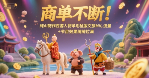 商单不断！纯AI制作西游人物羊毛毡版文旅MV，流量+节目效果统统拉满-搞钱利器