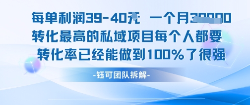 每单利润40一个月7k+转化最高的私域项目，每个人都要的产品转化率已经能做到100%-搞钱利器