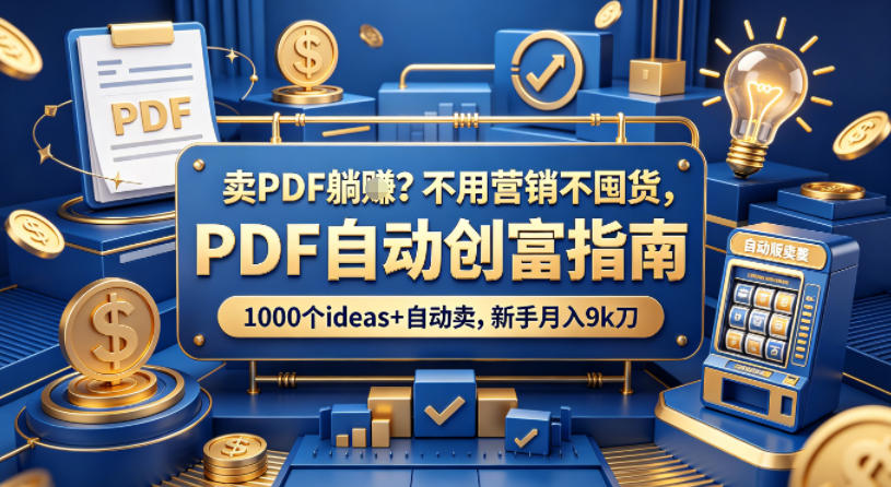 卖PDF躺賺？不用营销不囤货，PDF自动创富指南，1000个ideas+自动卖，新手月入9k刀【原创双语字幕】-搞钱利器