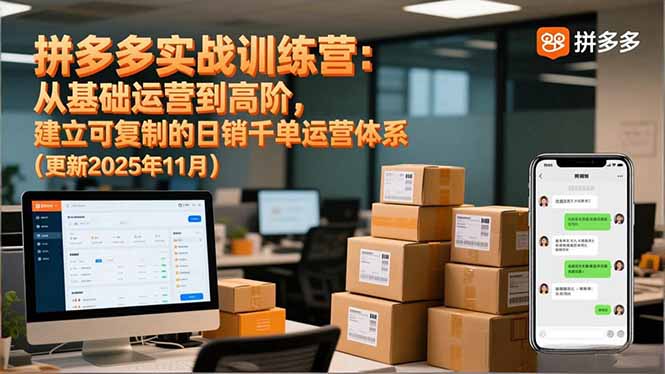 拼多多实战训练营:从基础运营到高阶,建立可复制的日销千单运营体系(更新11月-搞钱利器