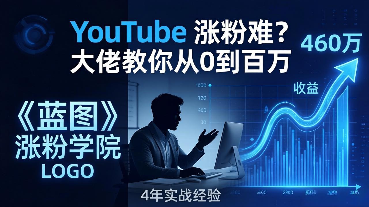 YouTube 涨粉难?《蓝图涨粉学院》:4 年赚 460 万的大佬教策略,从0到百万有路径!-搞钱利器