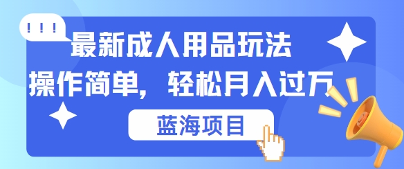 最新成人用品项目玩法，操作简单，动动手，轻松日入几张【揭秘】-搞钱利器