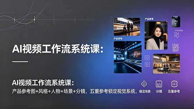 AI视频工作流系统课：产品参考图+风格+人物+场景+分镜，五重参考锁定视觉系统，稳定产出高质量视频-搞钱利器
