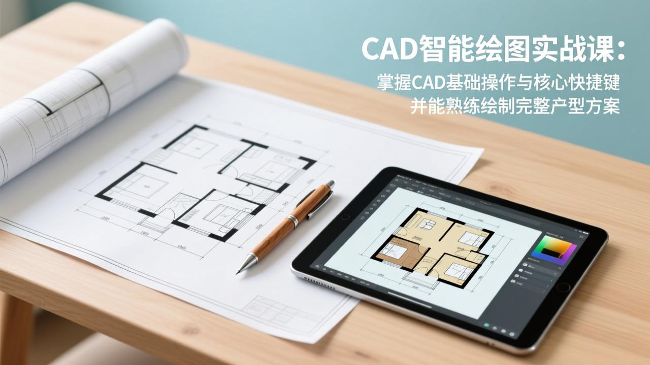 CAD智能绘图实战课：掌握CAD基础操作与核心快捷键，并能熟练绘制完整户型方案-搞钱利器