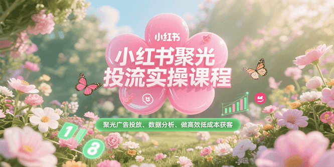 小红书聚光投流实操课程，聚光广告投放、数据分析、做高效低成本获客-搞钱利器