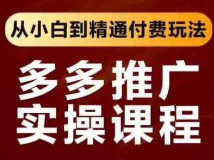 拼多多推广实操课程，从小白到精通付费玩法-搞钱利器