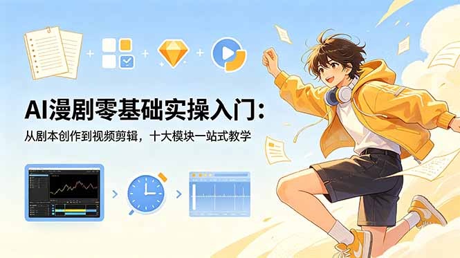 AI漫剧零基础实操入门：从剧本创作到视频剪辑，十大模块一站式教学-搞钱利器