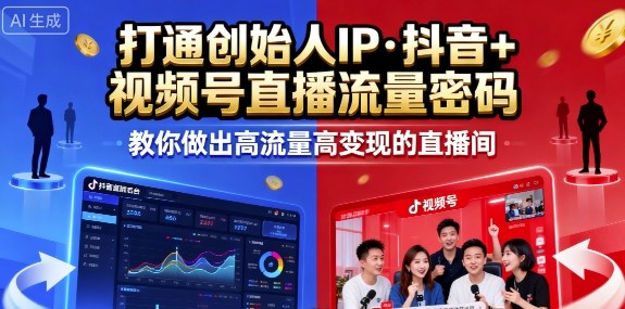 25年直播9-10两期线下课，打通创始人IP，抖音+视频号直播流量密码，教你做出高流量高变现的直播间-搞钱利器