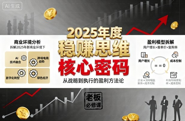 2025年度稳賺思维老板创业营，拆解2025年新商业环境下，企业实现持续盈利的核心密码-搞钱利器