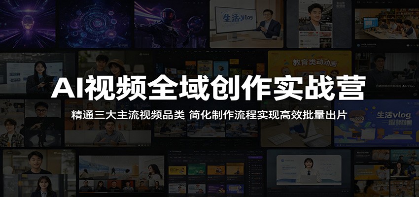 AI视频全域创作实战营：精通三大主流视频品类，简化制作流程实现高效批量出片-搞钱利器