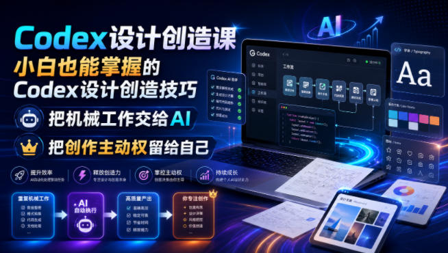 Codex设计创造课，小白也能掌握的Codex设计创造技巧，把机械工作交给AI，把创作主动权留给自己-搞钱利器
