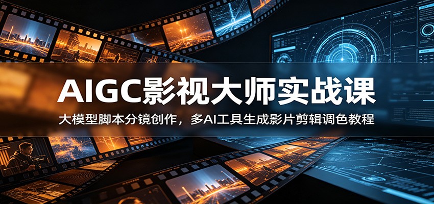AIGC影视大师实战课：大模型脚本分镜创作，多AI工具生成影片剪辑调色教程-搞钱利器