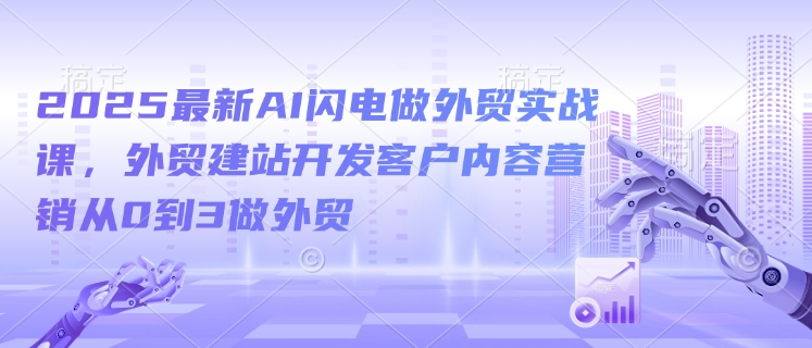 2025最新AI闪电做外贸实战课，外贸建站开发客户内容营销从0到3做外贸-搞钱利器