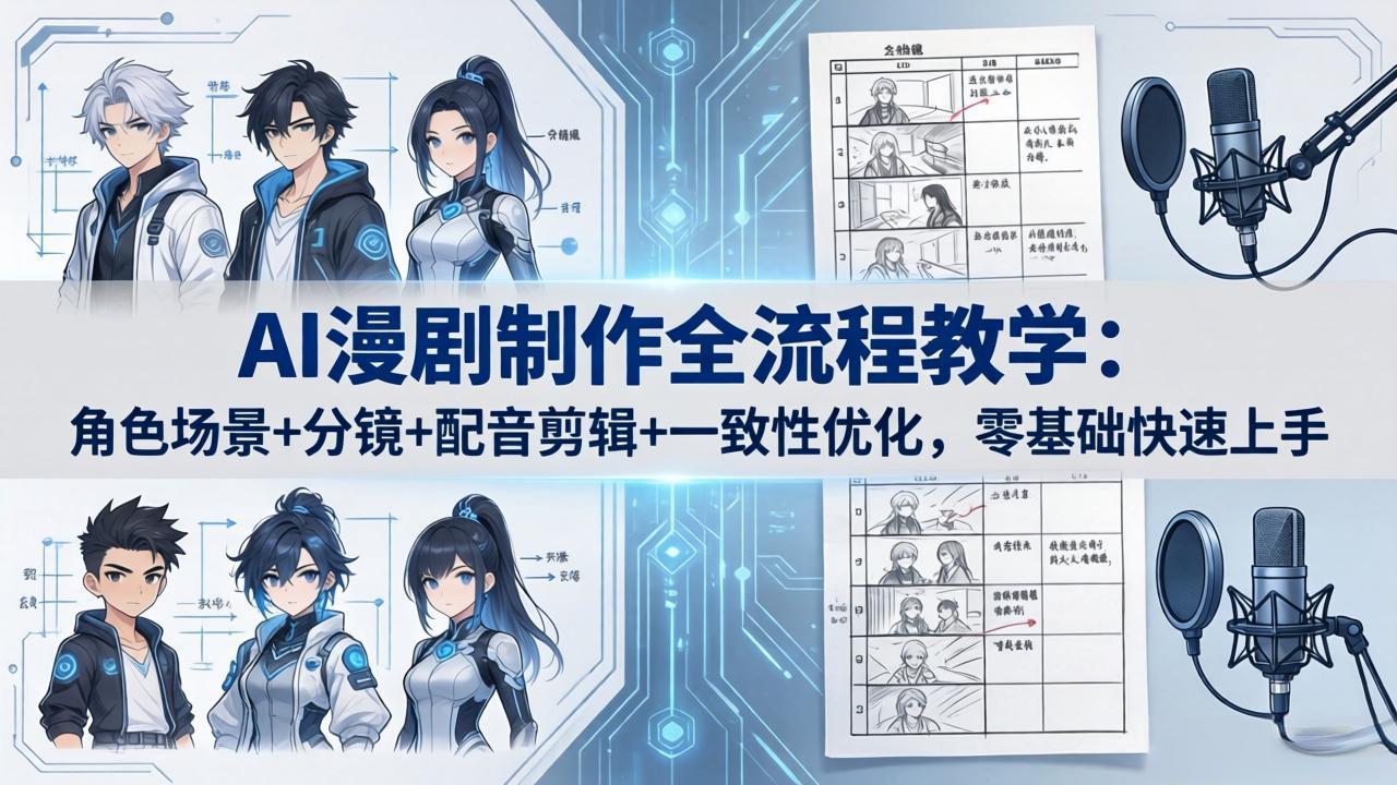 AI漫剧制作全流程教学：角色场景+分镜+配音剪辑+一致性优化，零基础快速上手-搞钱利器