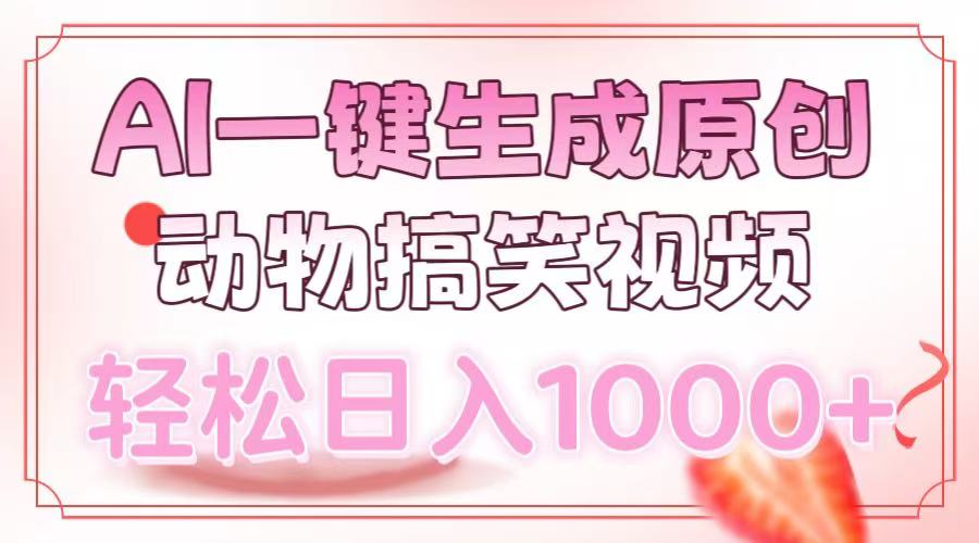 AI一键生成原创动物搞笑视频，轻松日入1000+-搞钱利器