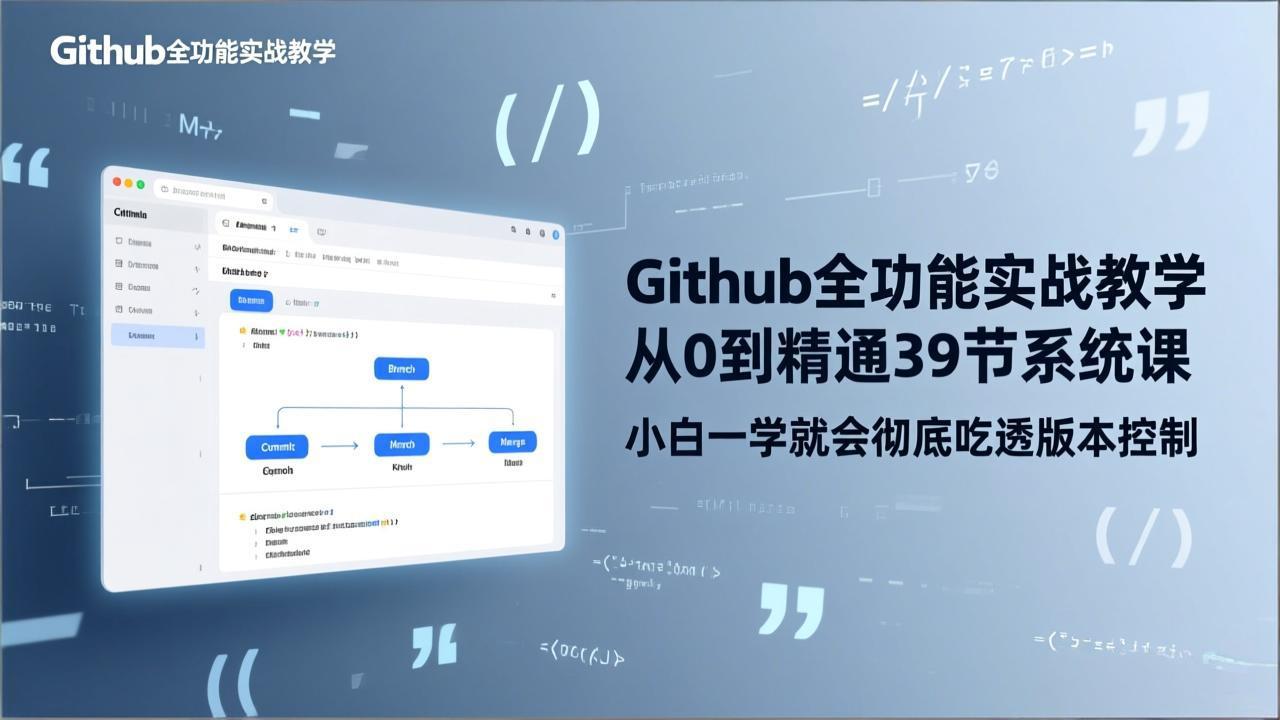 GitHub-全功能实战教学，从0到精通39节系统课，小白一学就会彻底吃透版本控制-搞钱利器