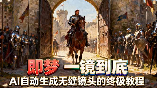 即梦AI一镜到底终极教程，智能补帧+运镜技巧，AI自动生成无缝丝滑长镜头高效出片-搞钱利器