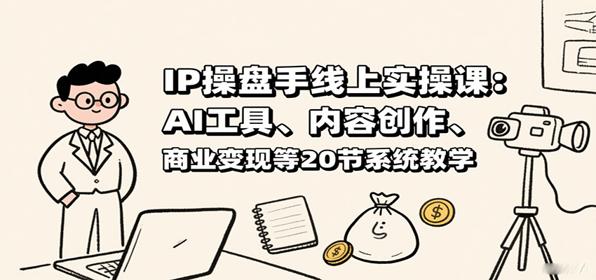 IP操盘手线上实操课：AI工具、内容创作、商业变现等20节系统教学-搞钱利器