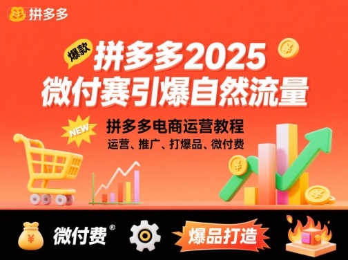 拼多多2025微付费引爆自然流量，拼多多电商运营教程，运营、推广、打爆品、微付费(更新)-搞钱利器