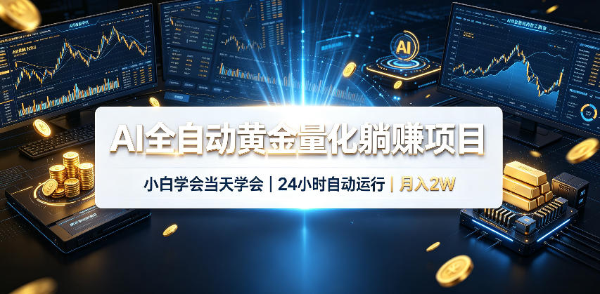 AI全自动黄金量化躺賺项目，24小时自动运行，月入2W！-搞钱利器