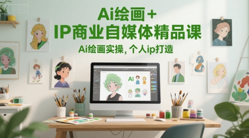 Ai绘画+IP商业自媒体精品课，Ai绘画实操，个人ip打造-搞钱利器