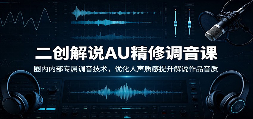 二创解说AU精修调音课：圈内内部专属调音技术，优化人声质感提升解说作品音质-搞钱利器