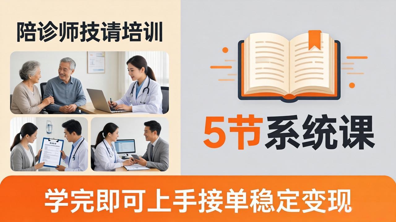 想做陪诊师不知从何下手？5节系统课教你掌握核心技能，学完即可上手接单稳定变现-搞钱利器