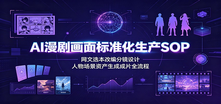 AI漫剧画面标准化生产SOP：网文选本改编分镜设计，人物场景资产生成成片全流程-搞钱利器