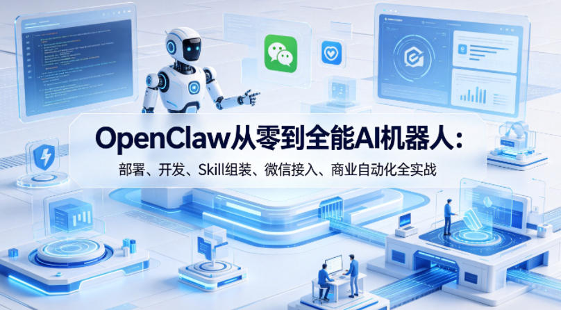 OpenClaw从零到全能AI机器人：部署、开发、Skill组装、微信接入、商业自动化全实战-搞钱利器