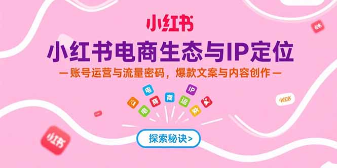 小红书电商生态与IP定位，账号运营与流量密码，爆款文案与内容创作-搞钱利器