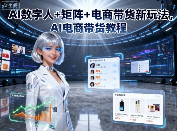 AI数字人+矩阵+电商带货新玩法，AI电商带货教程-搞钱利器