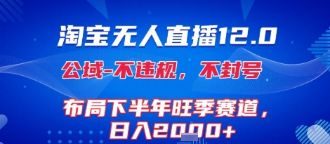 淘宝无人直播12.0，不封号，不违规，布局下半年旺季赛道，日入1k+(独家技术)【揭秘】-搞钱利器