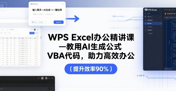 WPS Excel办公精讲课，教用 AI 生成公式，VBA 代码，助力高效办公-搞钱利器
