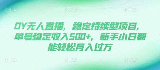 DY无人直播，稳定持续型项目，单号稳定收入500+，新手小白都能轻松月入过万【揭秘】-搞钱利器
