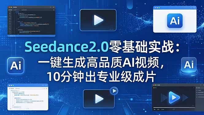 Seedance2.0零基础实战：一键生成高品质AI视频，10分钟出专业级成片-搞钱利器