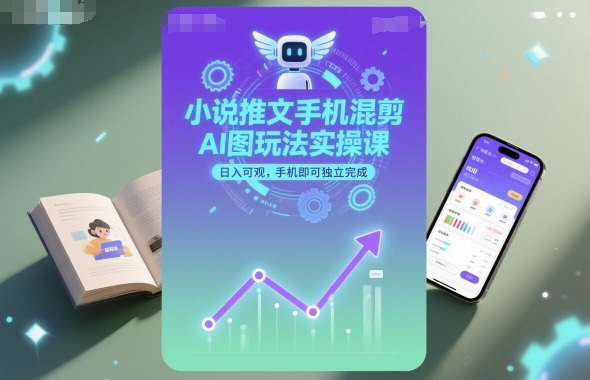 小说推文手机混剪AI图玩法实操课，日入可观，手机即可独立完成-搞钱利器