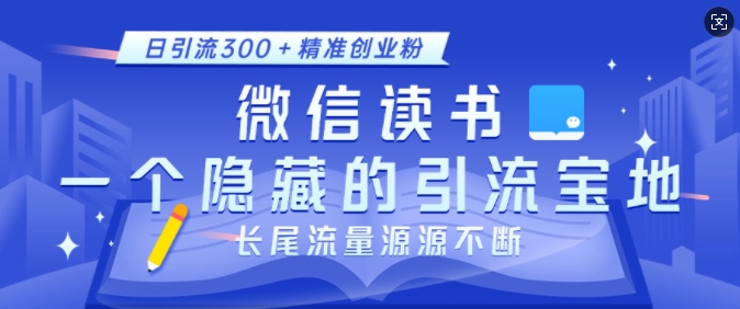 微信读书，一个隐藏的引流宝地，不为人知的小众打法，日引流300+精准创业粉，长尾流量源源不断-搞钱利器
