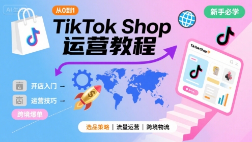TikTok Shop从0到1运营教程，TikTok跨境电商新手必学课程-搞钱利器