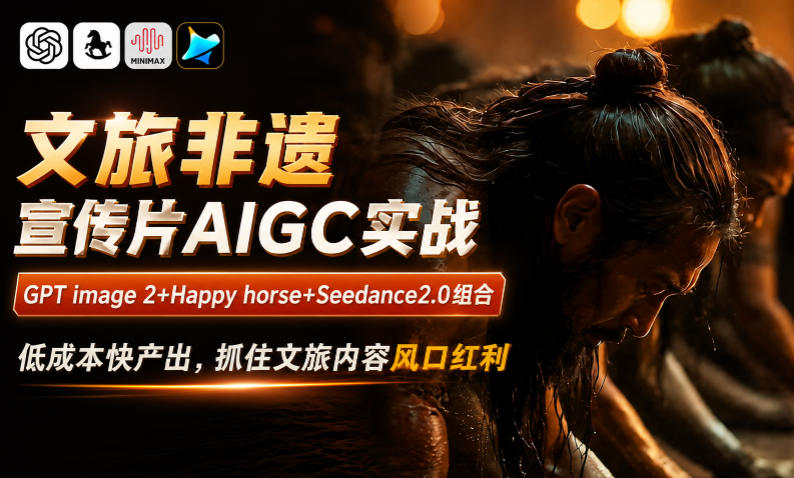 文旅非遗宣传片AIGC实战，GPT image 2+Happy horse+Seedance2.0组合，低成本快产出，抓住文旅内容风口红利-搞钱利器